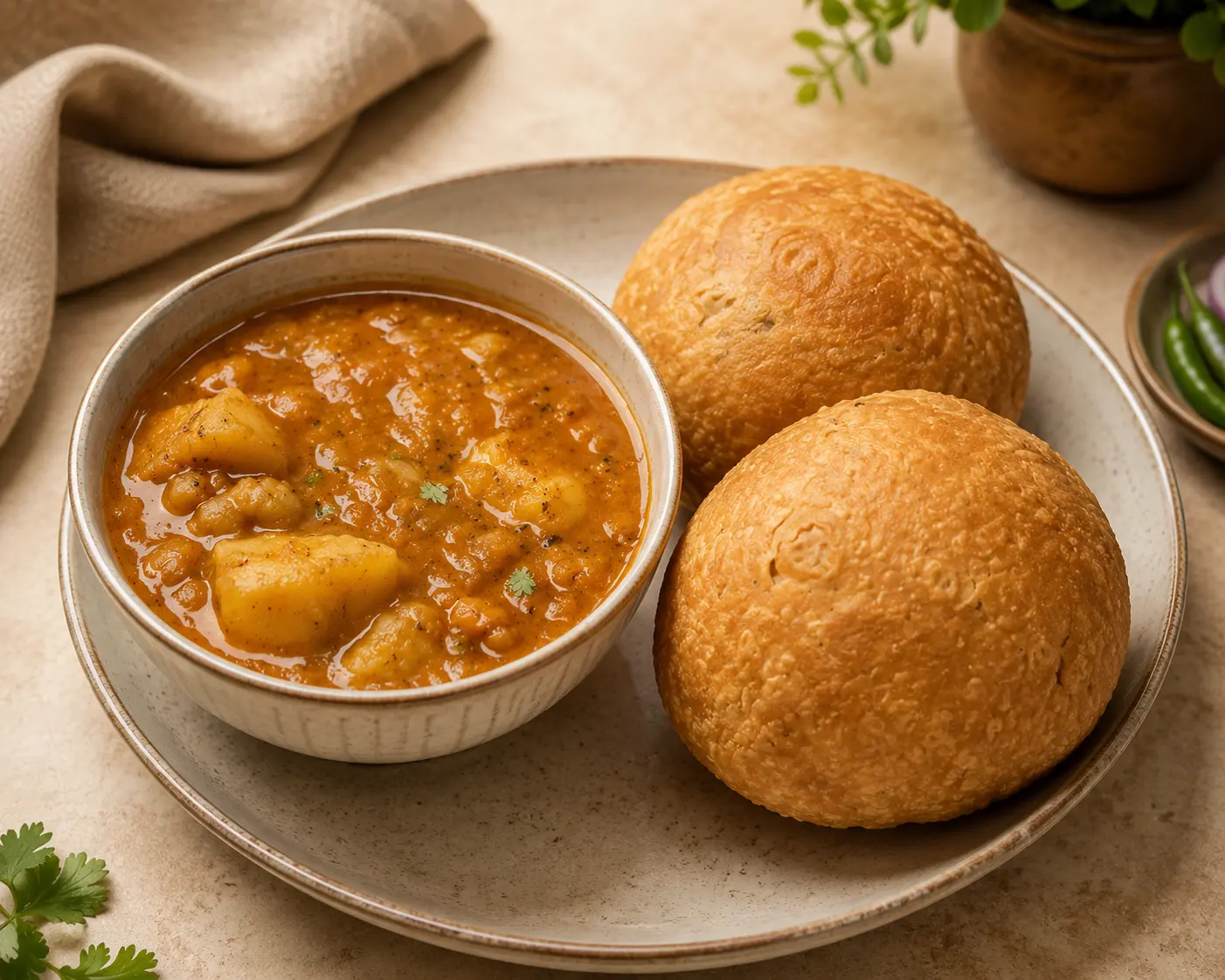 Khasta Kachori served at Ganga Ram Bhature Wale